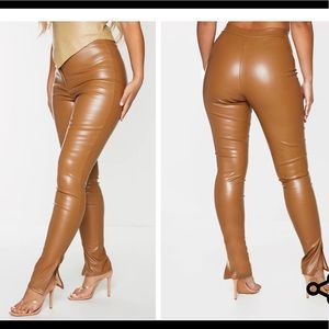 Tan Faux Leather Leggings